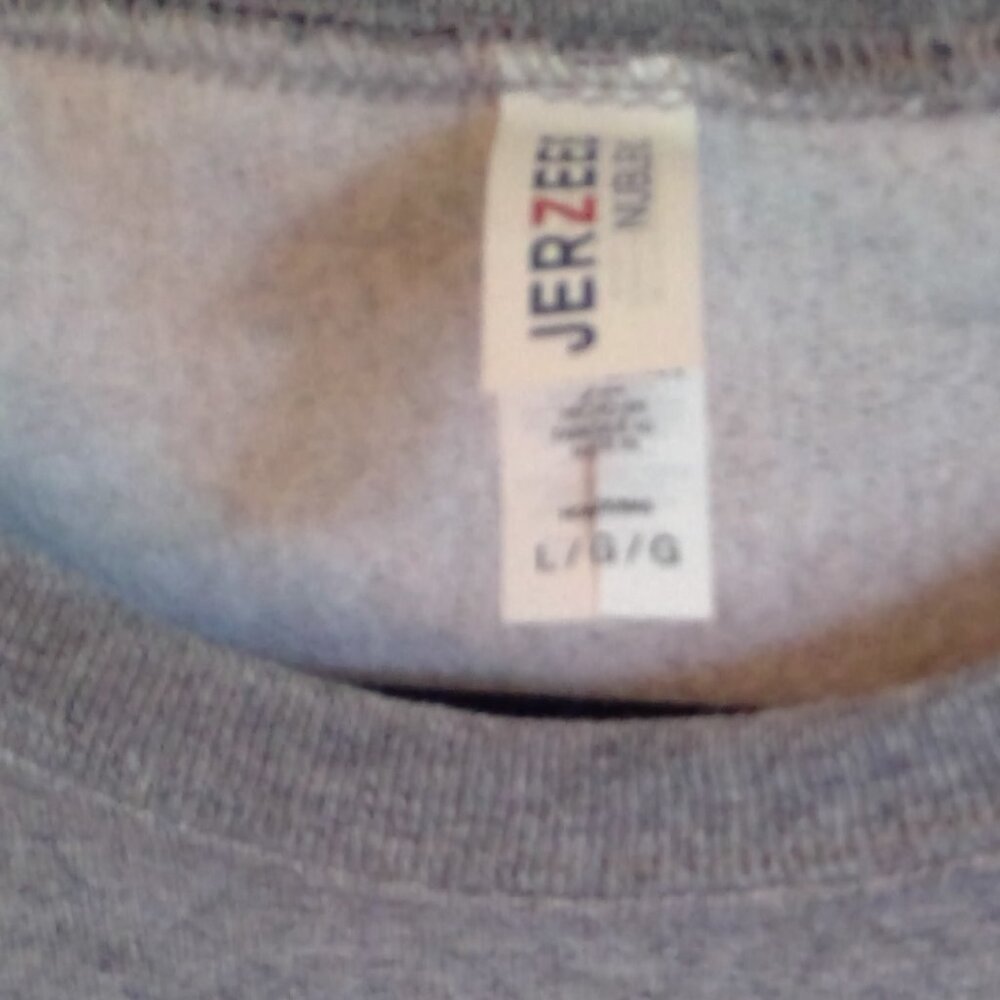 Womens Gray Crewneck Sweatshirt Black Lace Bow Size Large - Picture 4 of 4